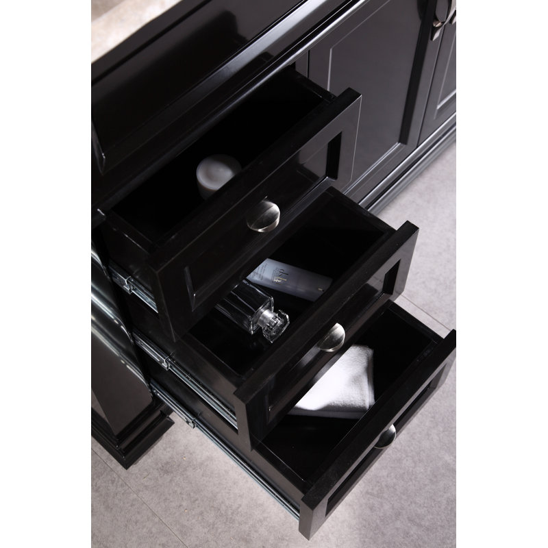 Ensemble de meuble-lavabo de salle de bain simple avec miroir 48 po Carrasquillo, Crème Marfil, Espresso