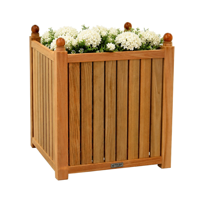 Teak Outdoor Square Planter Box, Large