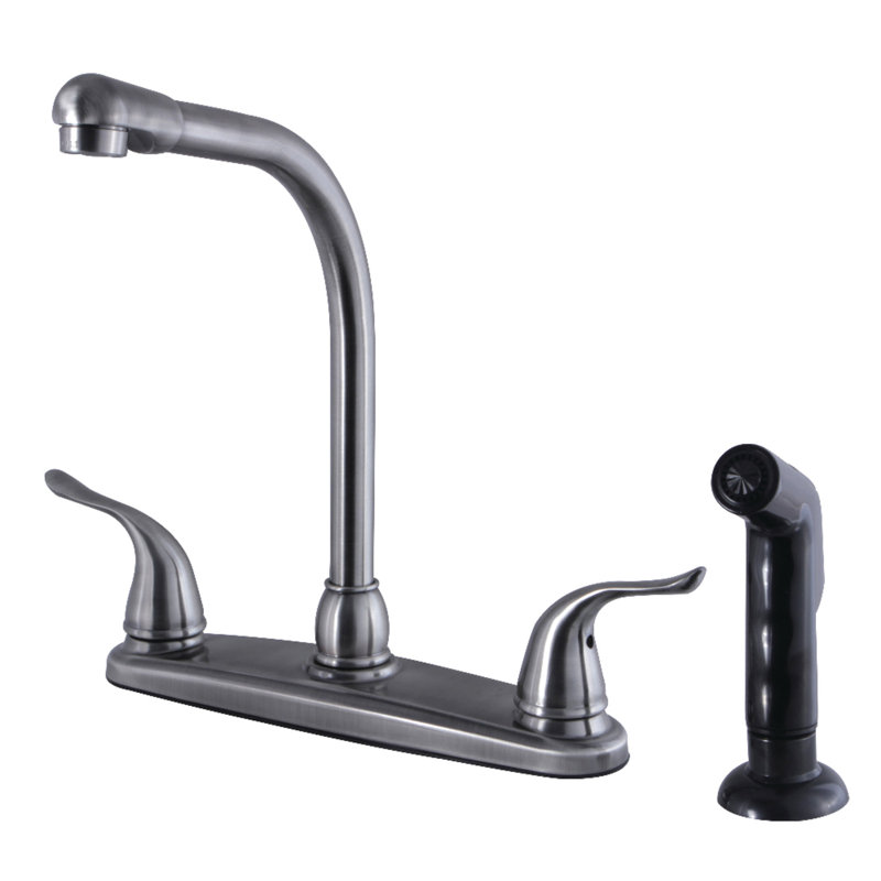 Kingston Brass Yosemite Two-Handle 4-Hole 8" Centerset Kitchen Faucet with Side Sprayer