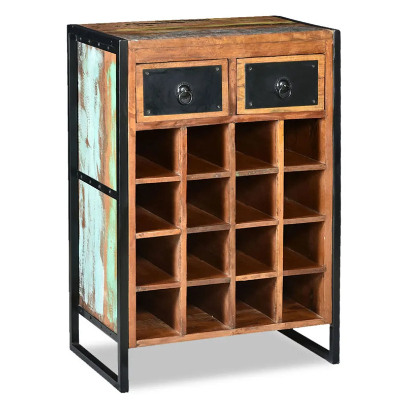 Keagan Solid Wood Wall Mounted Wine Bottle Rack in Multicolour