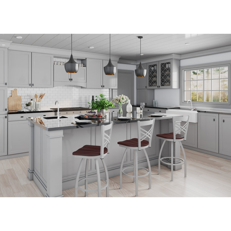Tabouret tournant 820 Catalina, Nickel anodisé, Bois - Érable cerise foncée, Très grand (assise de 36 po de hauteur)