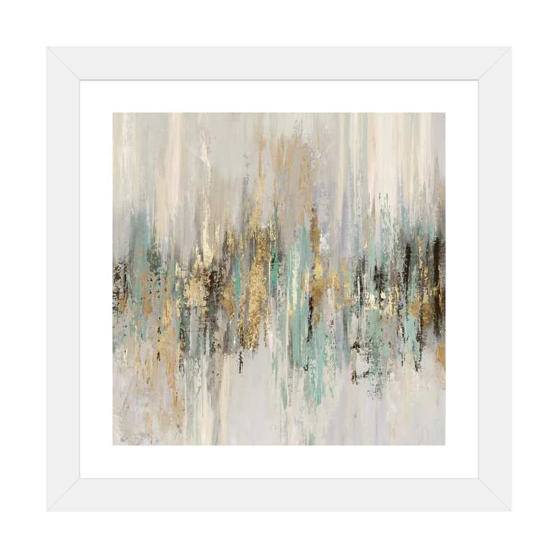 «Dripping Gold II» par Tom Reeves - reproduction d'art, H 16 po x l 16 po x p 1 po, Encadré par un papier blanc