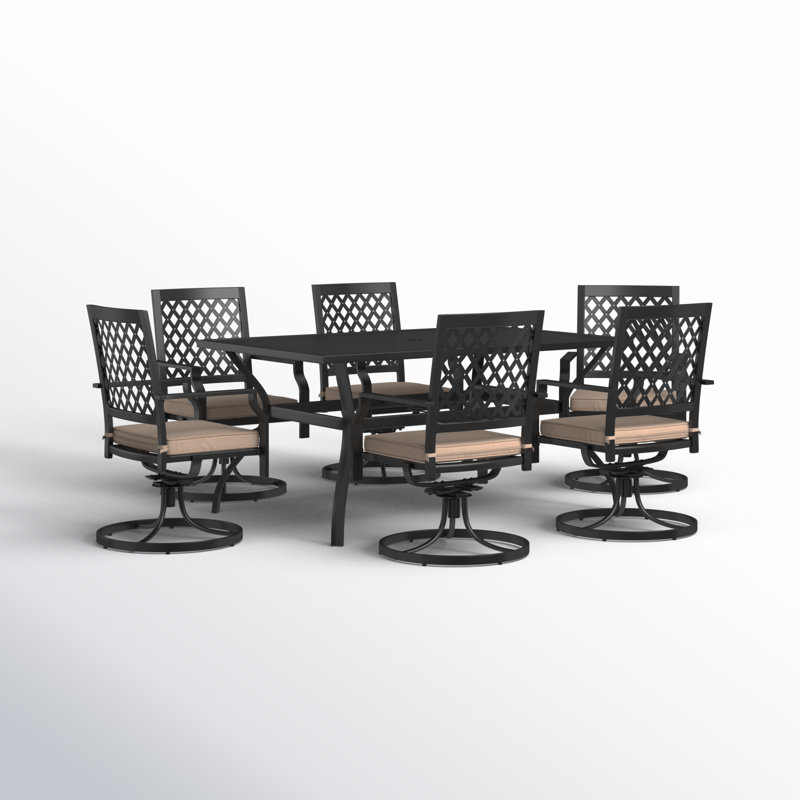 6 - Person Patio Dining Set with Rectangular Table , Cushions Included