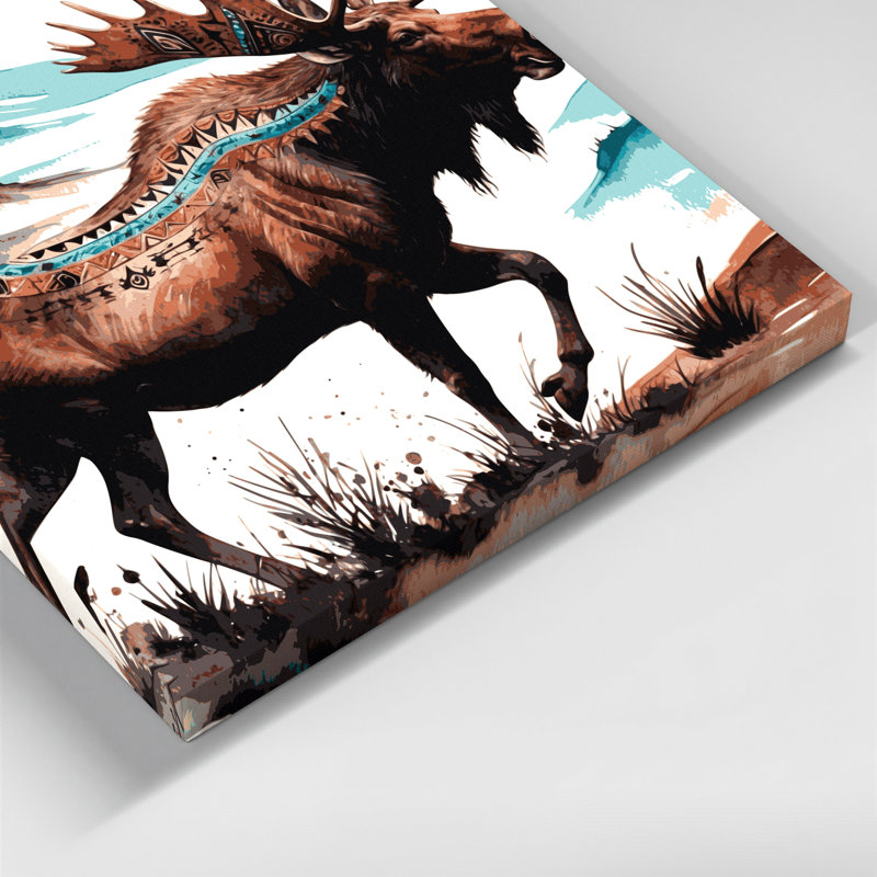 «Southwestern Animals Moose», art mural blanc sur toile 39, H 12 po x l 12 po