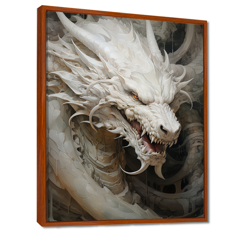Dragon S Enchanted Realm I - Dragons, art mural, H 44 po x l 34 po x P 1,5 po, Cadre flottant brun