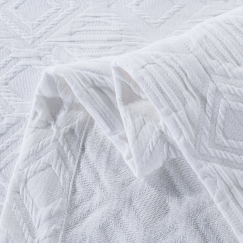  100% Cotton Matelasse Coverlet, Queen Coverlet + 2 Shams