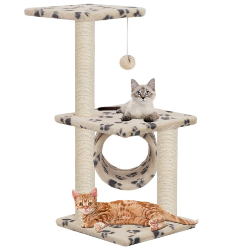 65cm Lochlan Cat Tree or Condo, Beige with paw print