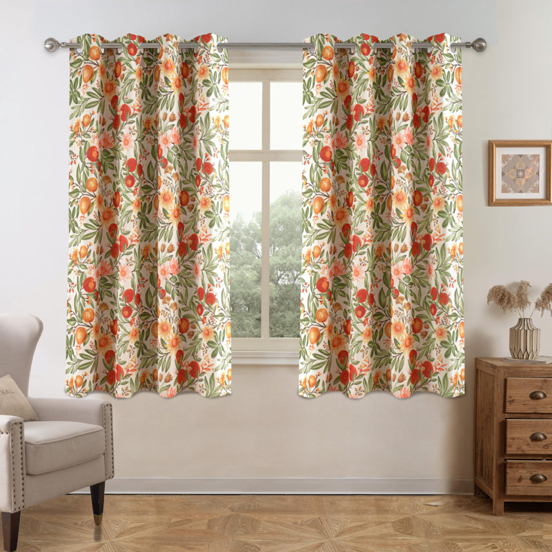 Hansfried Floral Blackout Thermal GrommetCurtain Panels, 52" W x 63" L