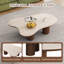 Table basse 48,4 "moderne en forme de nuage avec plateau en pierre et pieds en bois massif