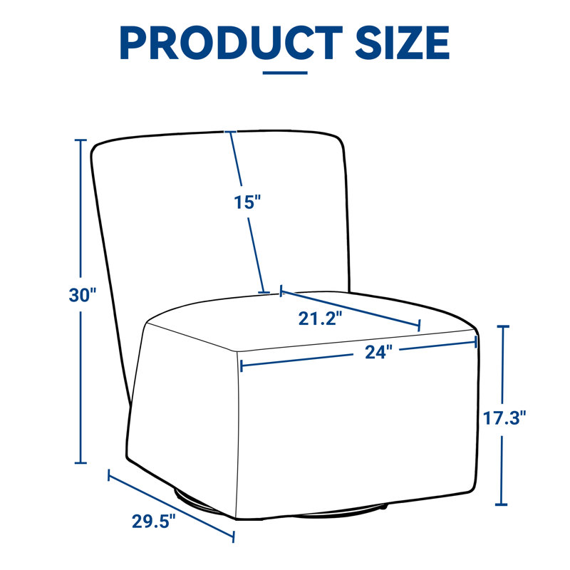  Upholstered Armless Swivel  Square-shaped Accent Chair, Beige