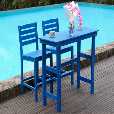 Outdoor Patio Bar Height Chair, All-Weather Hdpe Tall Balcony Adirondack Stools For Bistro, Garden, Backyard, Deck