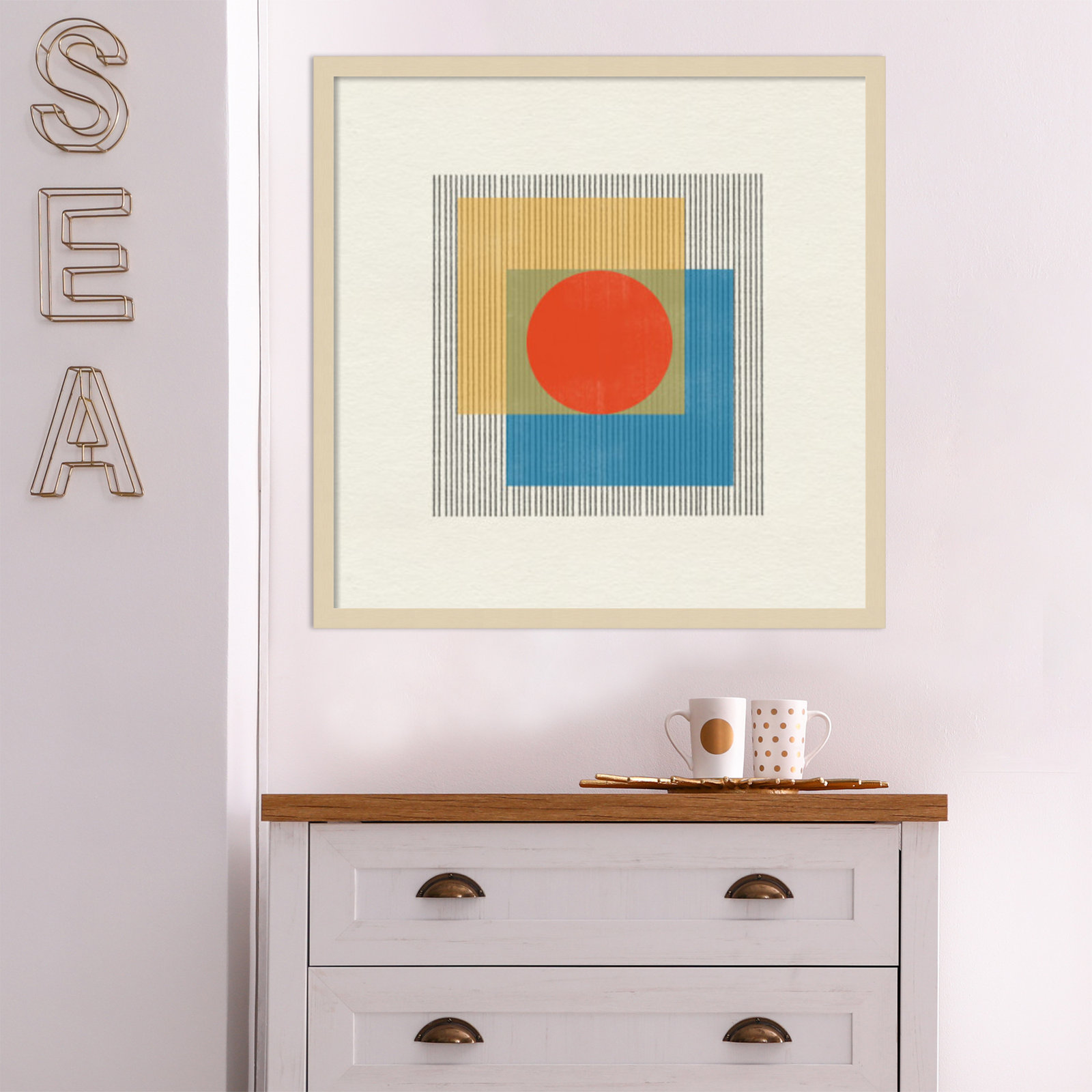 Midcentury Modern Object No 3 Print, Brown, 25" H x 25" W x 1" D
