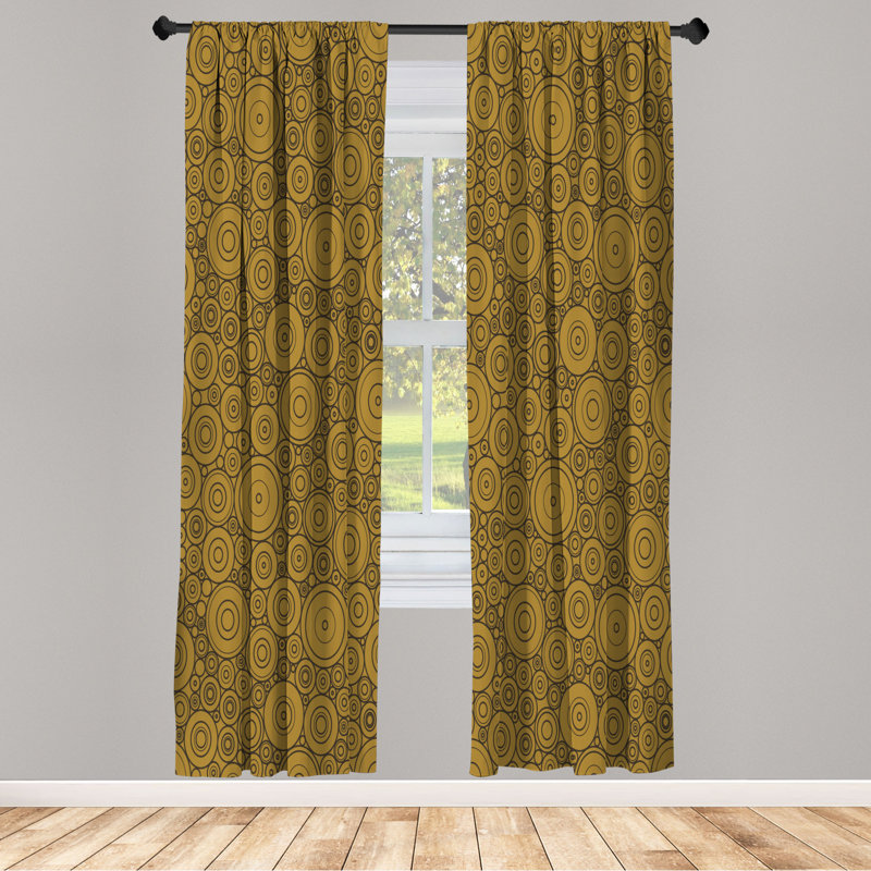 Microfiber Floral Semi-Sheer Rod Pocket Curtain Panels, 28" W x 63" L, Light Brown/Brown