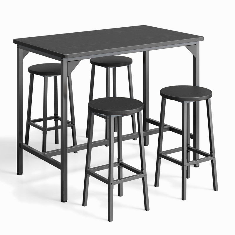 Bijolle 5 Piece Dining Set, Noir, Noir