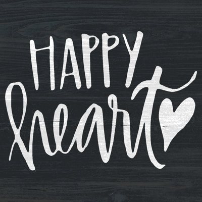 Happy Heart Black And White - Wrapped Canvas Print