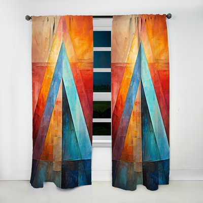 Pyramid Of Colors Mexican Art I - Mexican Art Curtain - Room Darkening Abstract Curtain - 1 Panels
