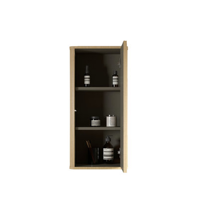 Armoire latérale de salle de bain flottante en chêne naturel - Fixation murale pour petits espaces pré-assemblée et contreplaqué