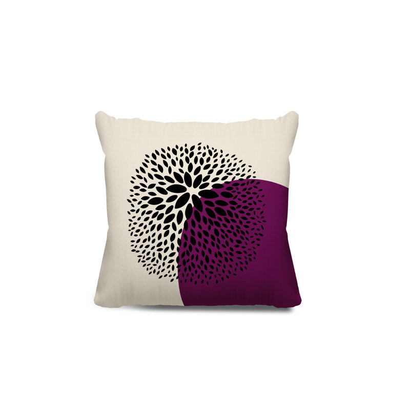 Housse et insert de coussin décoratif intérieur / extérieur Bavière, H 19 po x l 19 po, Mauve / crème / noir