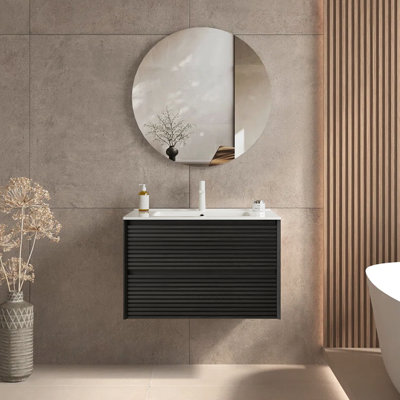 Meuble-lavabo mural moderne 30 po Mid-Century