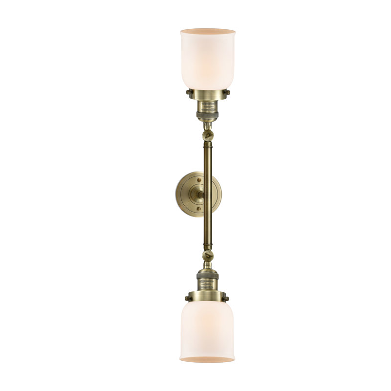 ClipperCove 2 - Light Dimmable Vanity Light, 60 Watt Vintage Incandescent Bulb, Matte White Cased, Antique Brass