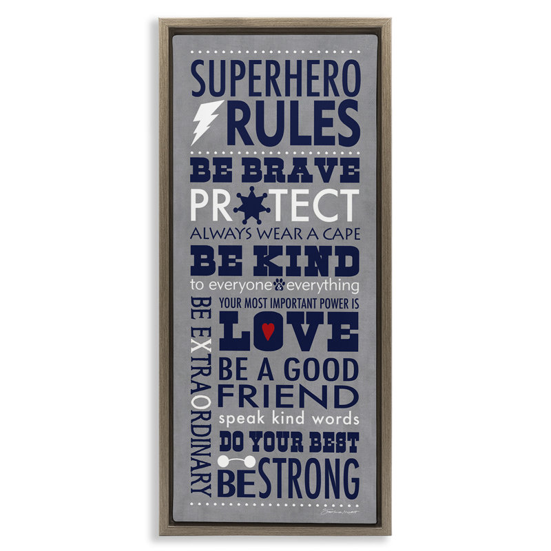 Superhero Rules Typographie, Cadre flottant orme Montalcino, H 25 po x l 11 po