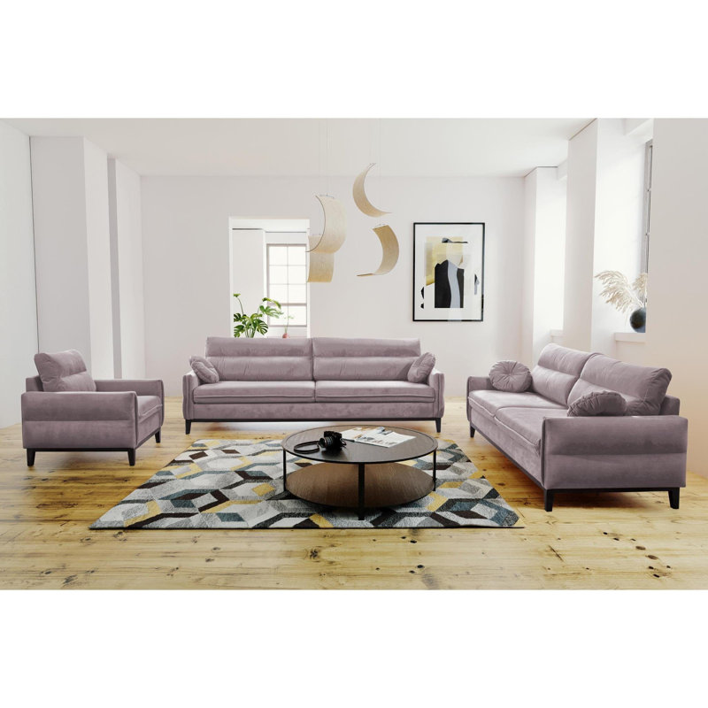Bhumi 3 - Piece Living Room Set, Pink