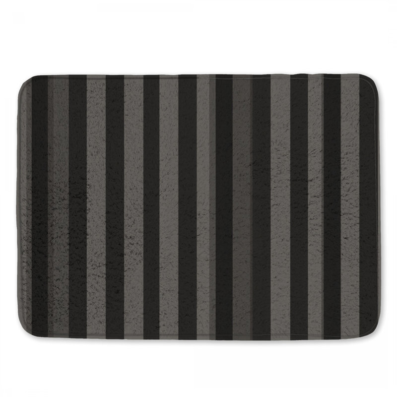 Tapis de bain noir à rayures noires, L 24 po x L 17 po