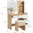 Vanity Desk with Mirror and LED Light, Vanity Desk with 4 Drawers, Power Outlet, Storage Stool, Storage Shelves & Hair Dryer Holder, Adjustable 3 Lighting Mode, Makeup Vanity Set for Bedroom, Natural-671918139