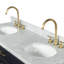 Meuble-lavabo double en bois massif 72 po avec plateau en marbre Carrara de Thornaby 72 po-1328713098