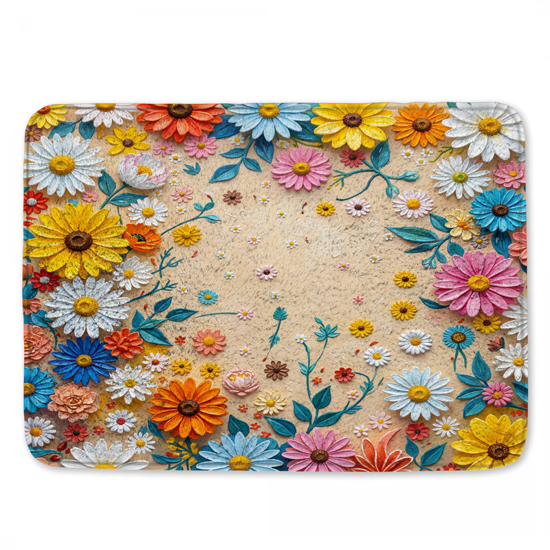 Tapis de bain à motif floral coloré, 24in W x 17in L