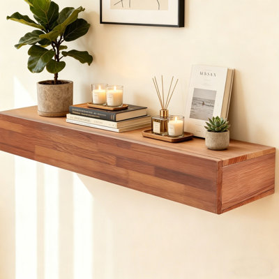 60''Handcrafted Rustic Solid Wood Floating Shelves Decor for Wall, Bedroom, TV, Books, Livingroom,Entryway, Front Hall, Hallway