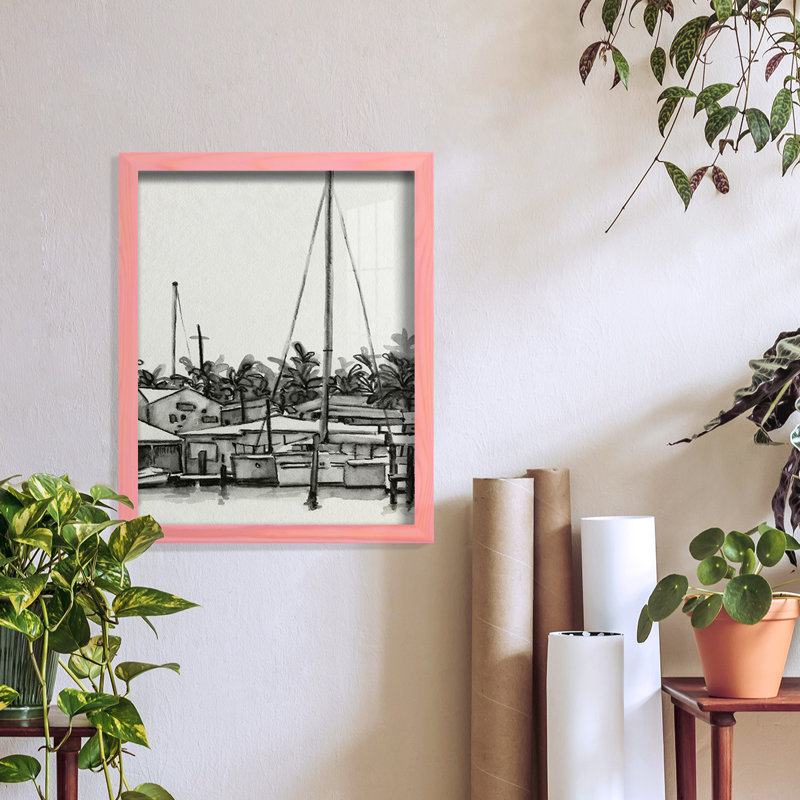 Mervin Neutral Tropics III, reproduction d'art encadrée, H 15 po x l 12 po x P 1 po, Rose