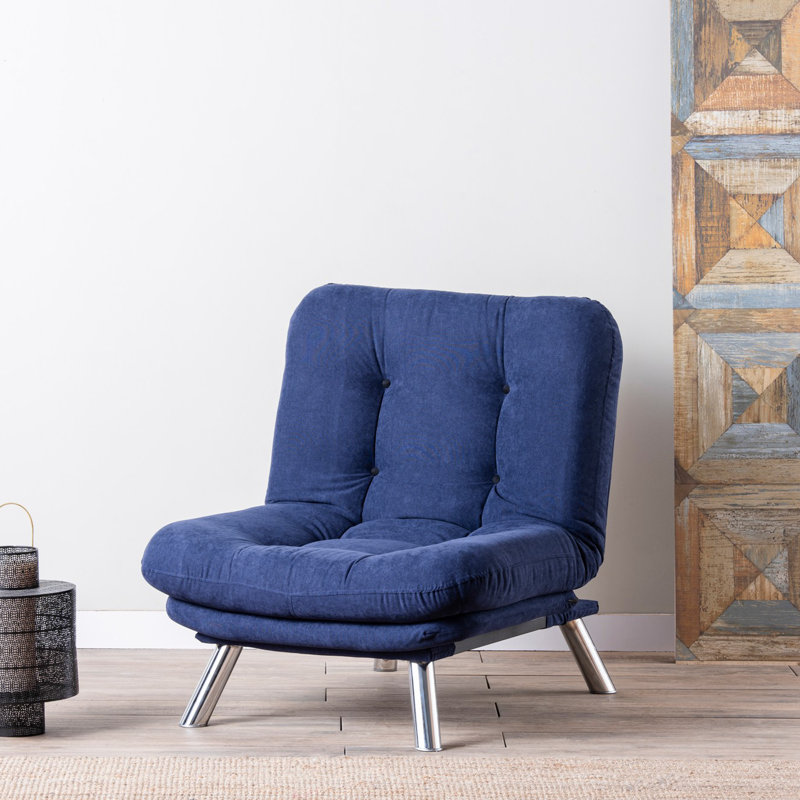 Fauteuil convertible capitonné l 34,65 po, Microfibre bleu marine