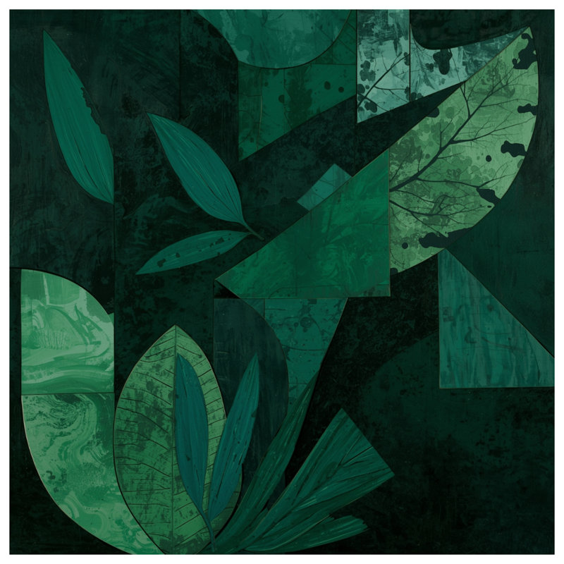 Tapis de bain vert à feuilles géométriques, L 34 po x L 21 po