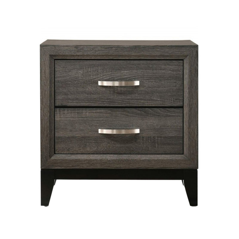Wooden Nightstand In Weathered Gray With 2 Drawers & Charming Look Bedroom Attractive