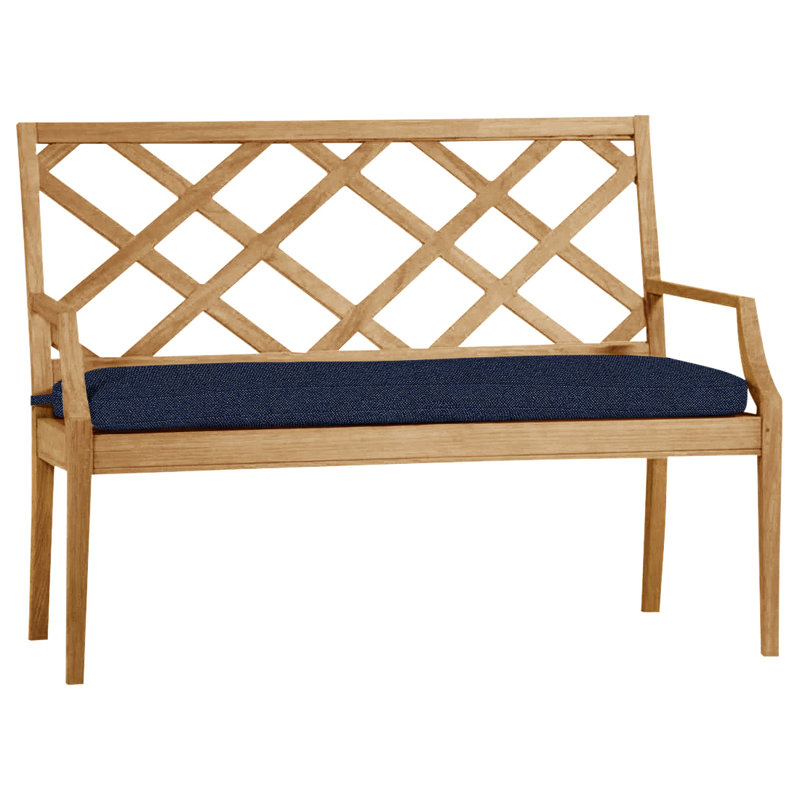 Banc d'extérieur en teck Haley, Teck naturel, Pas de soudure, Indigo Intermix
