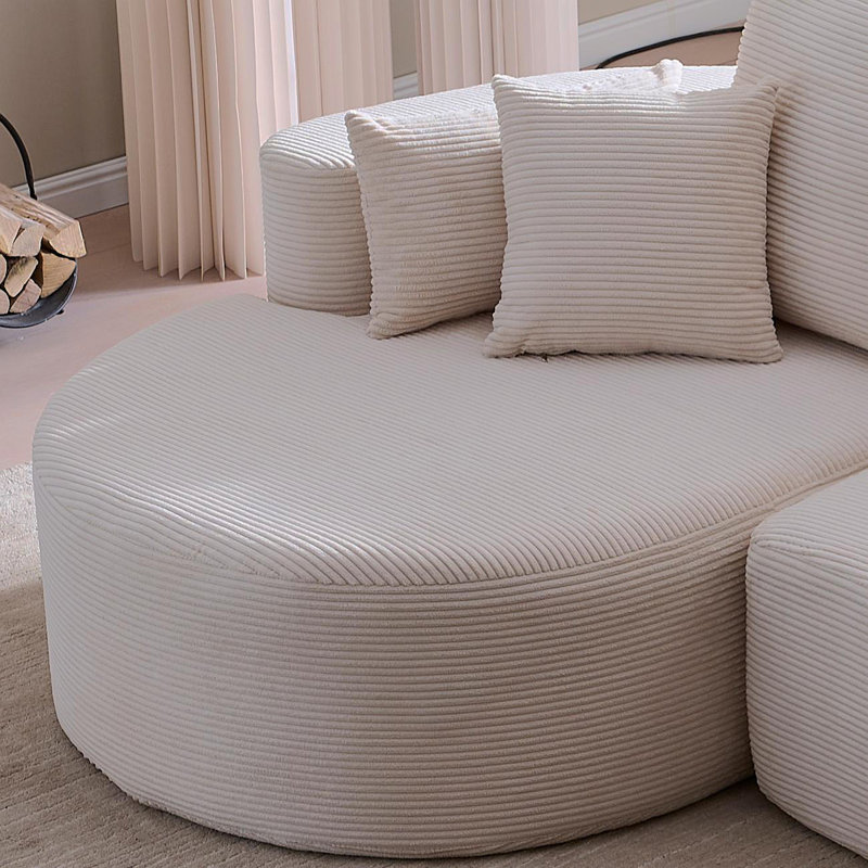 106 po Canapé modulaire courbé en tissu 2 pièces avec méridienne pour salon , Gris