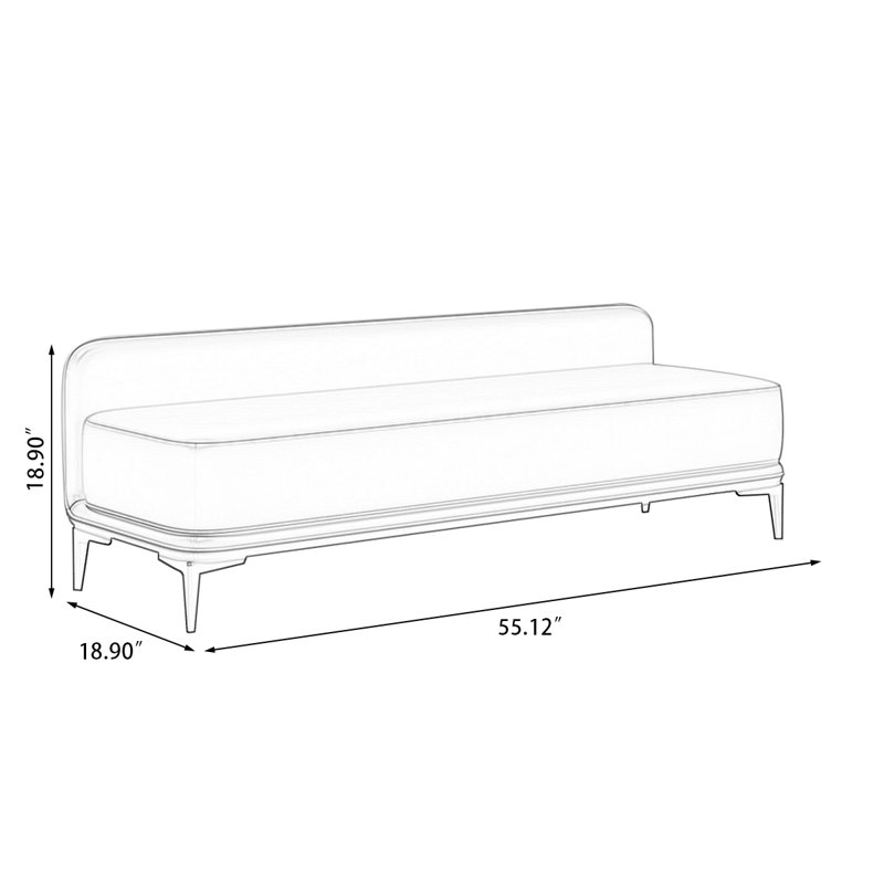 Banc avec revêtement, Orange, H 18,90 po x l 55,12 po x P 18,90 po