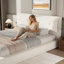 Cadre de lit rembourré Airframe, un cadre de lit bas de style nuage avec une tête de lit rembourrée double couche, un contour en mousse souple à 360° et une base en métal ; facile à assembler ; format Queen, blanc-263343744