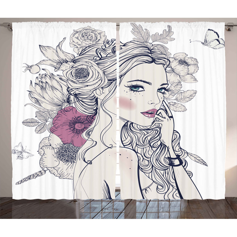 Afner Semi Sheer Curtain Pair, 84" W x 108" L