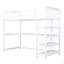 Lit mezzanine simple avec tablettes de rangement et bureau sous le lit-1307913869