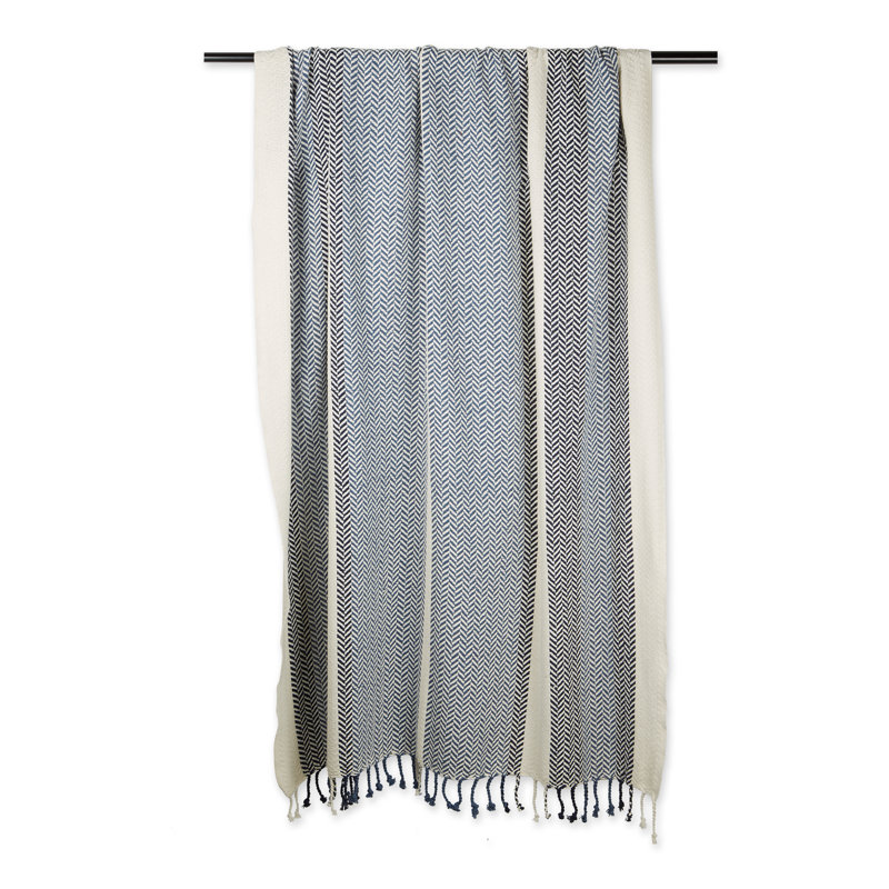 Throw Blanket, Ivory/Blue/Navy