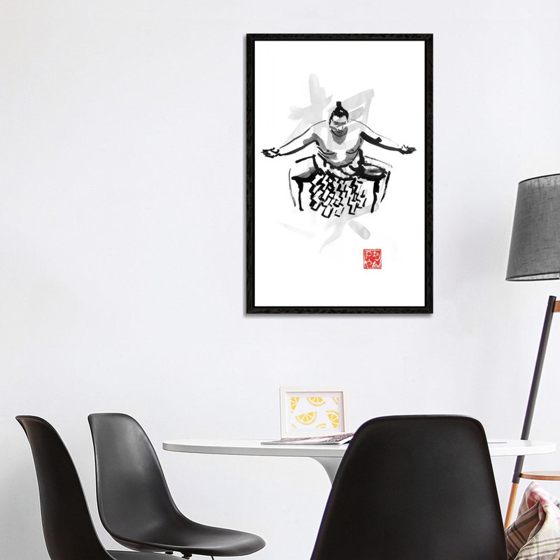 Sumo by Péchane - Painting on Canvas, 101.6 cm H x 66.04 cm W, Black Framed