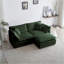 Canapé modulaire 2 places avec repose-pieds | Structure en bois massif | pour les petits espaces de vie | Vert sauge | Chenille