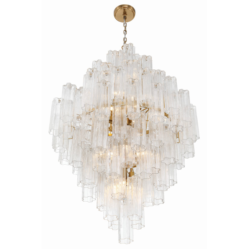 Quinzio 20 - Light Dimmable Tiered Chandelier, Aged Brass