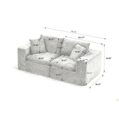Modern Chenille cloud sofa, freely combinable, comfortable to sit on, suitable for modern living room furniture in homes, apartments, and offices