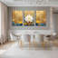 Golden Lotus Floral, reproduction d'art sur toile tendue sur toile (ensemble de 3)-118095912