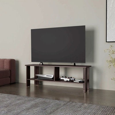Stained Walnut TV Stand with Open Storage