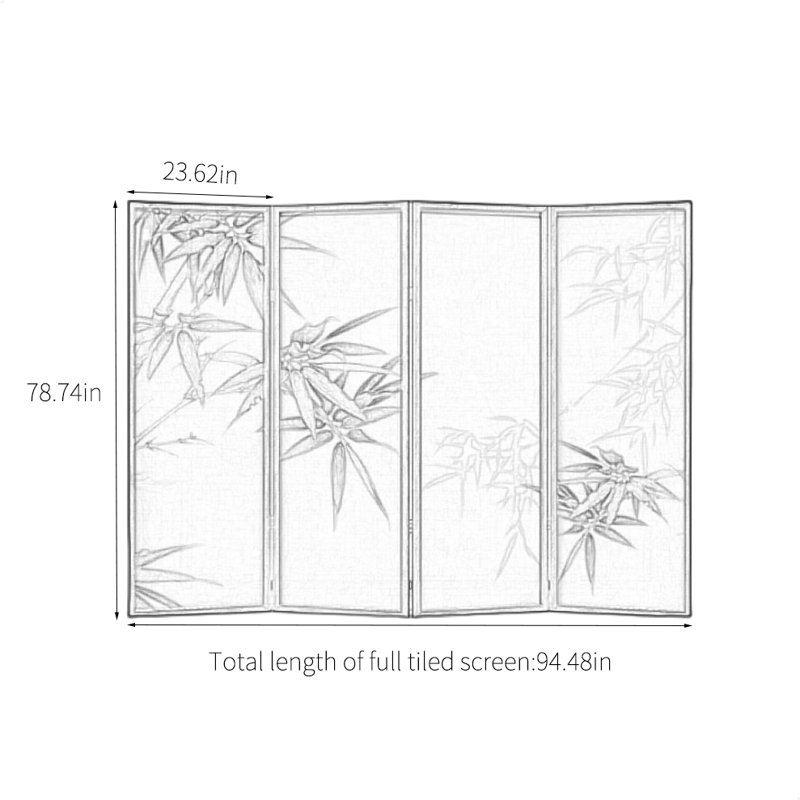 Paravent en bois massif de bambou, H 78,74 po x l 94,48 po x P 1,18 po