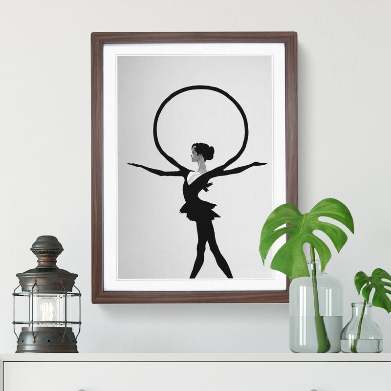 Monochrome Ballerina No.3 - Framed Print, 46cm H x 34cm W x 2cm D, Walnut